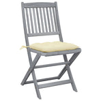 Folding Chairs 2 pcs with Cushions Solid Acacia Wood