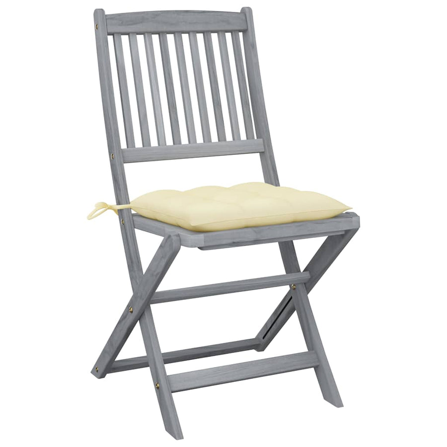 Folding Chairs 2 pcs with Cushions Solid Acacia Wood