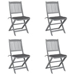 Folding Chairs 4 pcs with Cushions Solid Acacia Wood