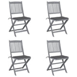 Folding Outdoor Chairs 4 pcs with Cushions Solid Acacia Wood