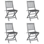 Folding Chairs 4 pcs with Cushions Solid Acacia Wood