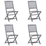 Folding Outdoor Chairs 4 pcs with Cushions Solid Acacia Wood - Low Angle