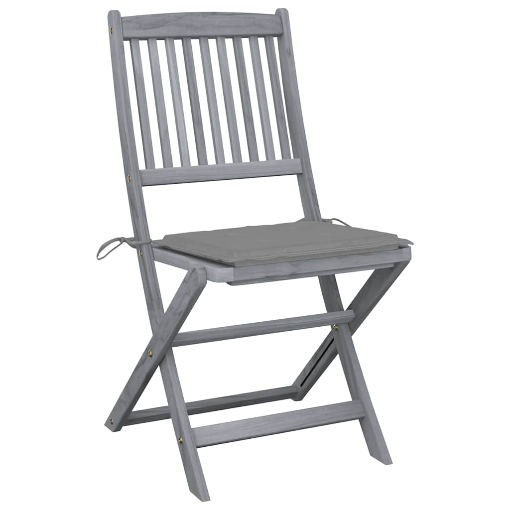 Folding Outdoor Chairs 4 pcs with Cushions Solid Acacia Wood