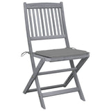 Folding Outdoor Chairs 4 pcs with Cushions Solid Acacia Wood - Front View