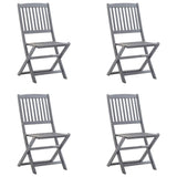 Folding Outdoor Chairs 4 pcs with Cushions Solid Acacia Wood
