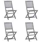 Folding Chairs 4 pcs with Cushions Solid Acacia Wood