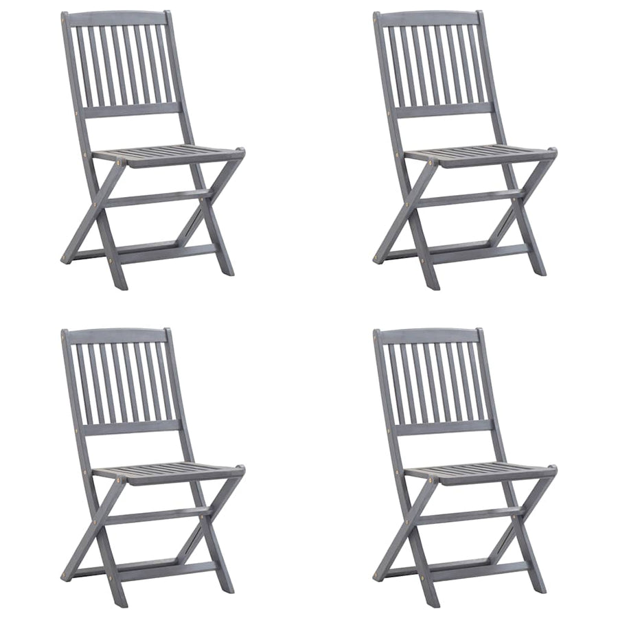 Folding Chairs 4 pcs with Cushions Solid Acacia Wood