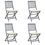 Folding Chairs 4 pcs with Cushions Solid Acacia Wood