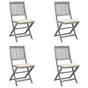 Folding Chairs 4 pcs with Cushions Solid Acacia Wood