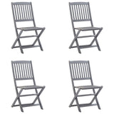 Folding Outdoor Chairs 4 pcs with Cushions Solid Acacia Wood