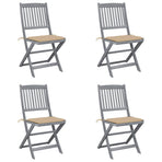 Folding Chairs 4 pcs with Cushions Solid Acacia Wood