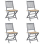 Folding Chairs 4 pcs with Cushions Solid Acacia Wood