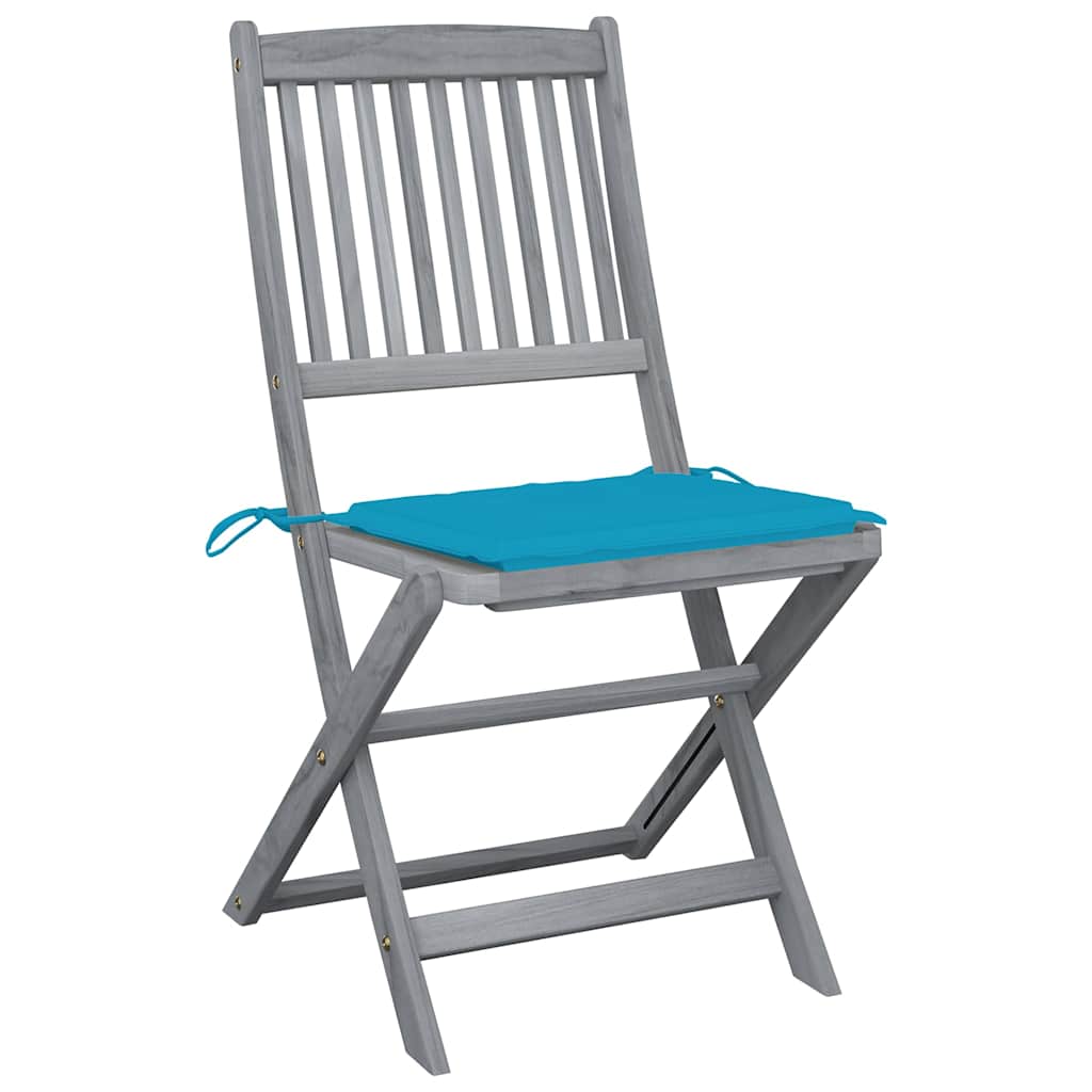 Folding Chairs 4 pcs with Cushions Solid Acacia Wood