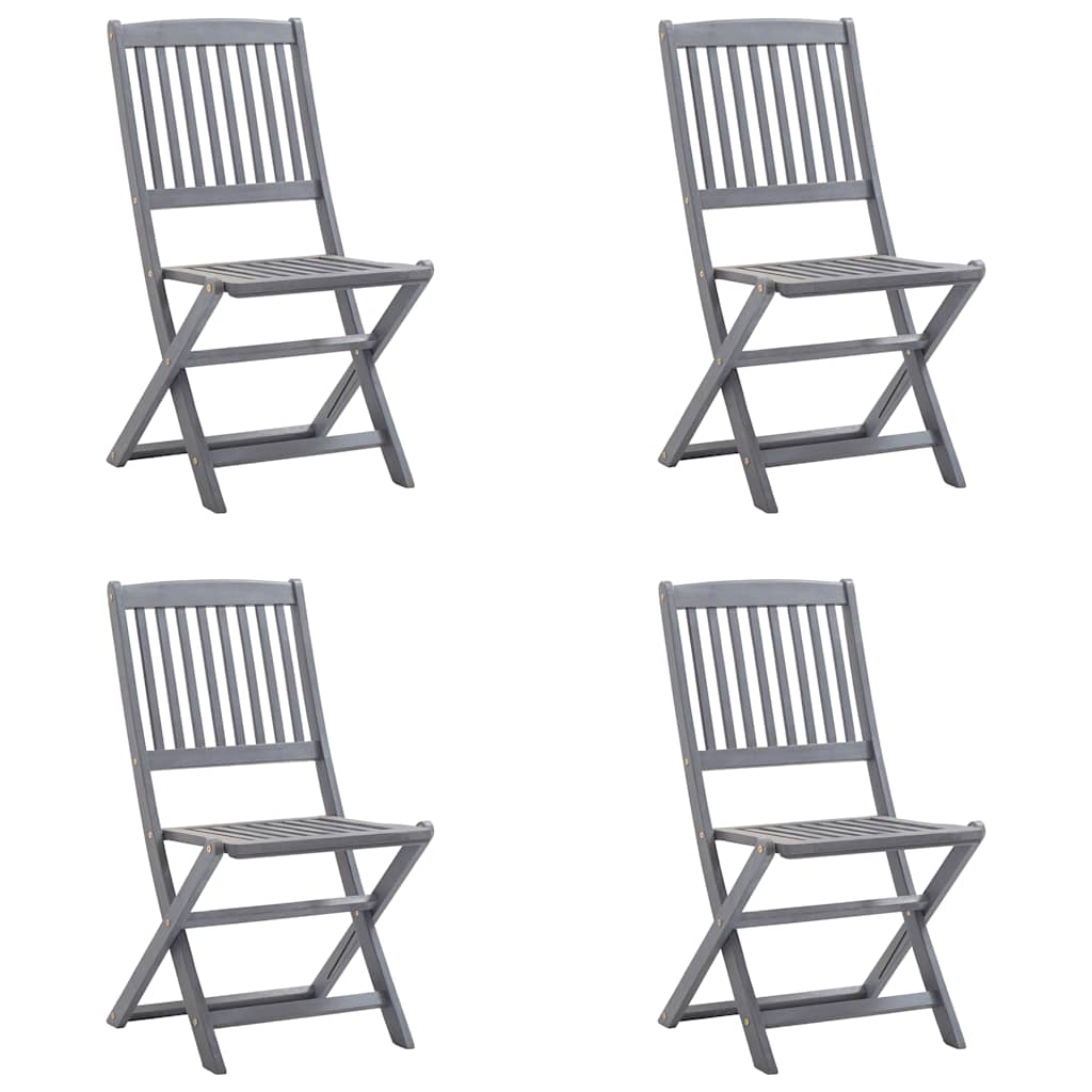 Folding Chairs 4 pcs with Cushions Solid Acacia Wood