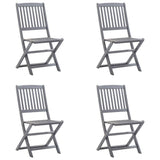 Folding Chairs 4 pcs with Cushions Solid Acacia Wood
