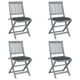 Folding Outdoor Chairs 4 pcs with Cushions Solid Acacia Wood