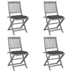 Folding Chairs 4 pcs with Cushions Solid Acacia Wood