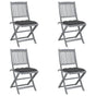 Folding Chairs 4 pcs with Cushions Solid Acacia Wood