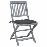 Folding Outdoor Chairs 4 pcs with Cushions Solid Acacia Wood