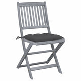 Folding Outdoor Chairs 4 pcs with Cushions Solid Acacia Wood - Front View