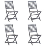 Folding Outdoor Chairs 4 pcs with Cushions Solid Acacia Wood