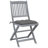 Folding Outdoor Chairs 4 pcs with Cushions Solid Acacia Wood - Front View