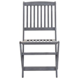 Folding Outdoor Chairs 4 pcs with Cushions Solid Acacia Wood - Rear View