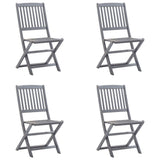 Folding Outdoor Chairs 4 pcs with Cushions Solid Acacia Wood