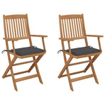 Folding Chairs 2 pcs with Cushions Solid Acacia Wood