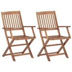 Folding Chairs 2 pcs with Cushions Solid Acacia Wood