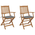 Folding Chairs 2 pcs with Cushions Solid Acacia Wood