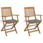 Folding Chairs 2 pcs with Cushions Solid Acacia Wood