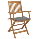 Folding Garden Chairs 2 pcs with Cushions Solid Wood Acacia