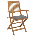 Folding Chairs 2 pcs with Cushions Solid Acacia Wood
