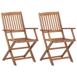 Folding Garden Chairs 2 pcs with Cushions Solid Wood Acacia - Side View