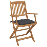 Folding Garden Chairs 2 pcs with Cushions Solid Wood Acacia - Side View