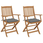 Folding Chairs 2 pcs with Cushions Solid Acacia Wood