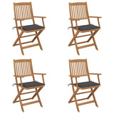 Folding Garden Chairs 4 pcs with Cushions Solid Wood Acacia