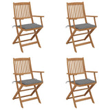 Folding Garden Chairs 4 pcs with Cushions Solid Wood Acacia