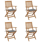 Folding Chairs 4 pcs with Cushions Solid Acacia Wood