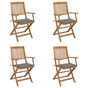 Folding Chairs 4 pcs with Cushions Solid Acacia Wood