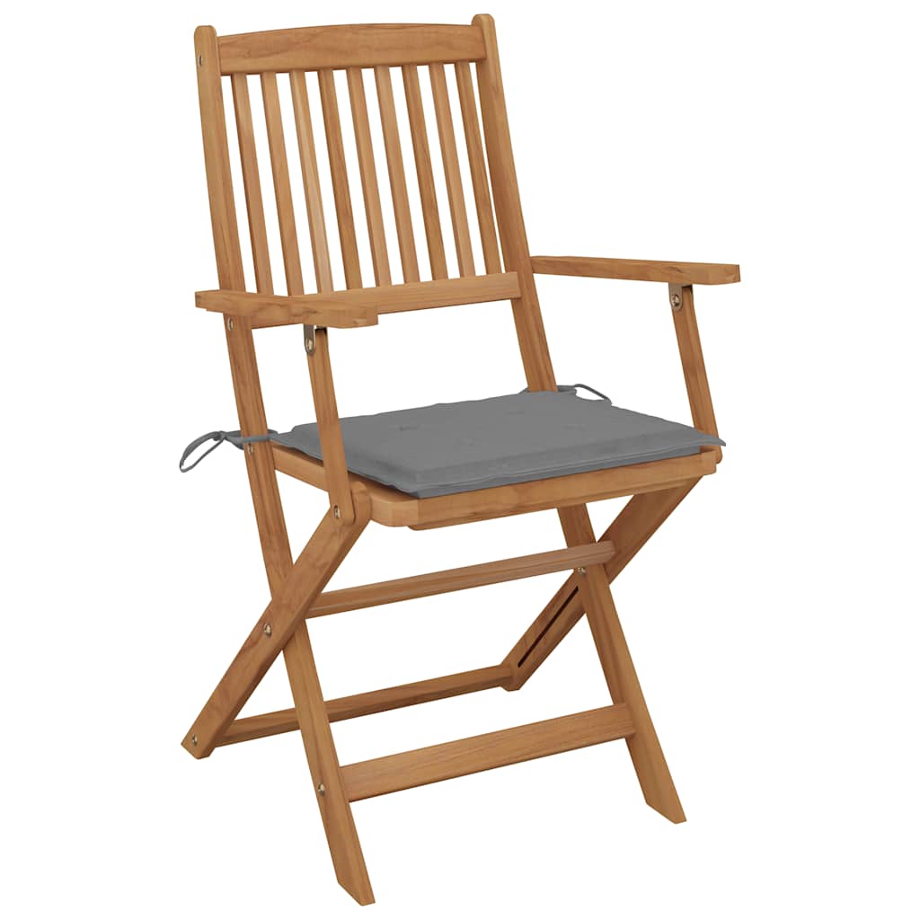 Folding Garden Chairs 4 pcs with Cushions Solid Wood Acacia