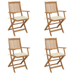 Folding Chairs 4 pcs with Cushions Solid Acacia Wood