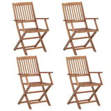 Folding Garden Chairs 4 pcs with Cushions Solid Wood Acacia - Side View