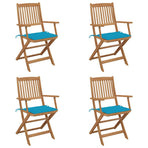 Folding Chairs 4 pcs with Cushions Solid Acacia Wood