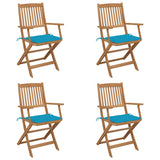 Folding Chairs 4 pcs with Cushions Solid Acacia Wood