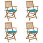 Folding Chairs 4 pcs with Cushions Solid Acacia Wood