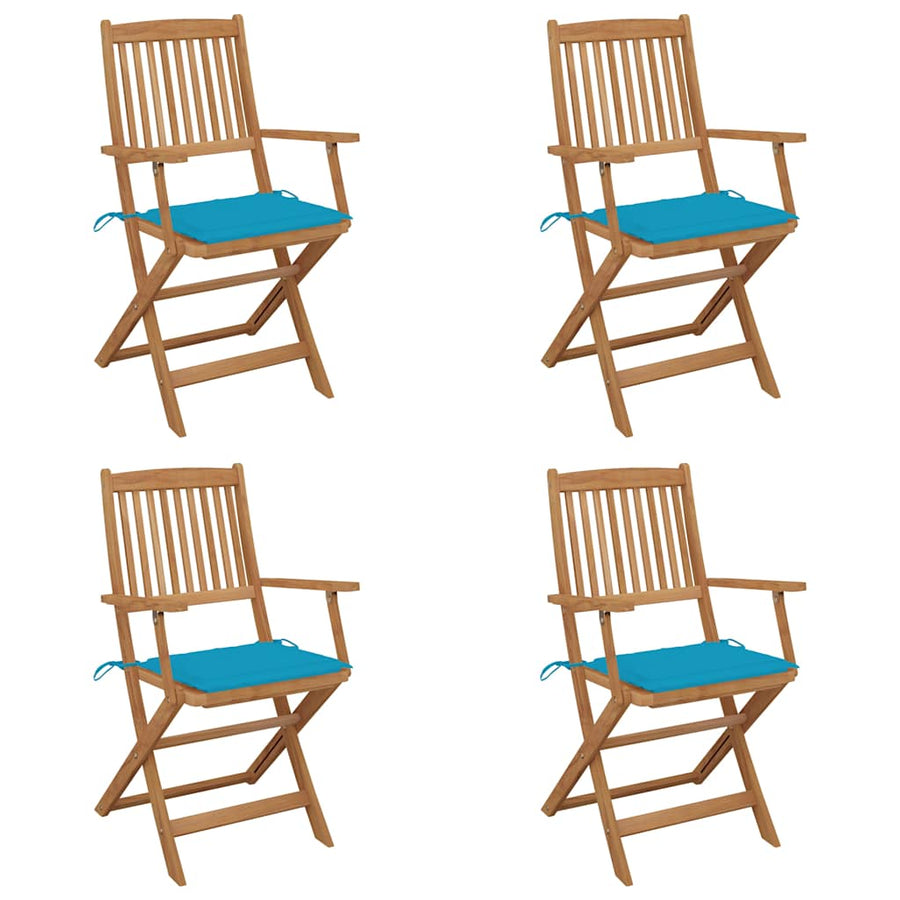 Folding Chairs 4 pcs with Cushions Solid Acacia Wood