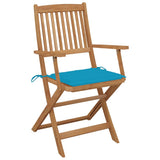 Folding Chairs 4 pcs with Cushions Solid Acacia Wood - Front View