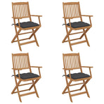 Folding Chairs 4 pcs with Cushions Solid Acacia Wood